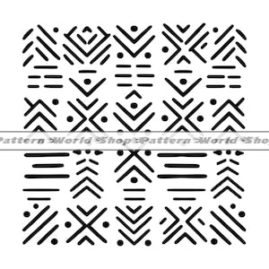 Modello di tessuto di fango africano SVG, freccia di tessuto di fango boho, modello tribale africano senza soluzione di continuità, file per Cricut, file di taglio per silhouette, Dxf, PNG, EPS