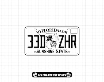 Florida License Plate SVG PNG DXF, Orange Blossom Sunshine State Cut File