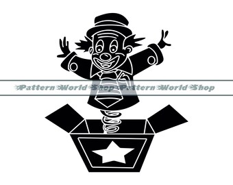 Jack in the Box SVG, Jack in the Box Clipart, Jack in the Box arquivos para Cricut, Jack in the Box arquivos cortados para silhueta, Dxf, Png, Vector
