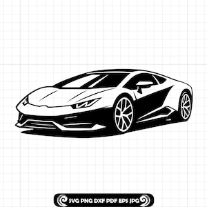 Sportwagen #2 SVG PNG DXF, Supercar silhouet snijden bestand, moderne exotische auto vector, racewagen clipart voor Cricut en silhouet