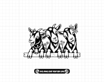 Peeking Goat Trio SVG Cut File: Funny Farm Animal Design