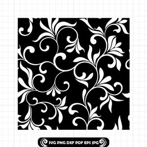 Tooled Leather #11 SVG PNG DXF, Western Floral Scroll Swirl Seamless Pattern, Peekaboo Tumbler Wrap, Cut File Cricut Silhouette