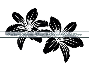 Flores de lirio SVG, flores de lirio SVG, lirio SVG, flores SVG, clipart de flores de lirio, archivos para Cricut, archivos de corte para Silhouette, Dxf, Png, Eps, Vector
