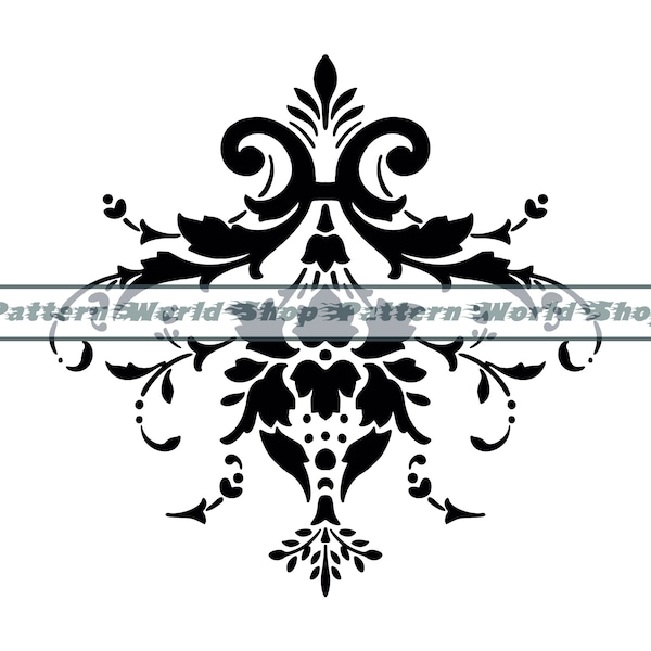 Damask Element #5 SVG, Damask Stencil SVG, Vintage Pattern Svg, Clipart, Files For Cricut, Cut Files For Silhouette, DXF, Png, Eps, Vector