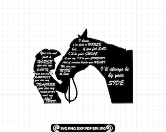 Horse Lover SVG, Girl and Horse Quote Silhouette, Just a Girl Who Loves Horses Cut File, Horse Clipart for Cricut, Dxf Png Eps
