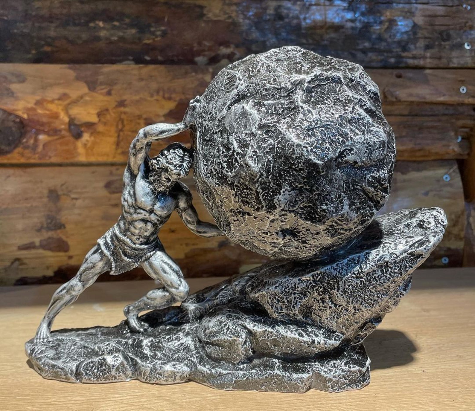 Sisyphus Statue.sisyphus Who Pushes the Eternal Boulder. Etsy Australia
