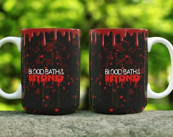 Blood Bath & Beyond • Coffee Mug • 15OZ Coffee Mug Sublimation Design PNG File • 15oz Coffee Cup Wrap • Mug Press • Bloody Drip Red black