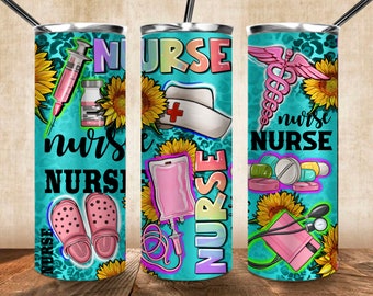 Western Nurse 20 oz skinny tumbler png sublimation design download, Nurse tumbler wrap png, Nursing 20 oz tumbler designs, png download