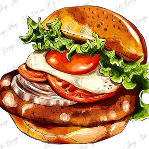 American Hamburger Png Sublimation Design, Hamburger Png, Street Food Png, Junk Food Png, American Food Png, Burger Png, Direkter Download