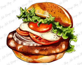 American Hamburger Png Sublimation Design,Hamburger Png, Street Food Png, Junk Food Png, American Food Png, Burger Png, Instant Download
