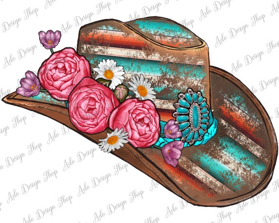 Serape Cowboy Hat Png Sublimation Design, Floral Cowboy Hat Png, Serape Cowboy Hat Png, Gemstone Cowboy Hat Png, Instant Download