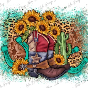 Cowboy Boots and Sunflower Western Distressed Background Design ...