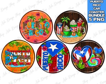 Puerto Rico car coaster png sublimation design bundle, Puerto Rico png, western car coaster png, Puerto Rico flag png, sublimate download