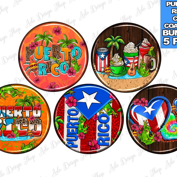 Puerto Rico car coaster png sublimation design bundle, Puerto Rico png, western car coaster png, Puerto Rico flag png, sublimate download