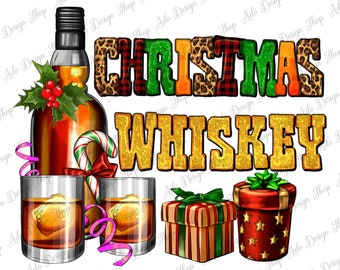 Christmas Whiskey Png Sublimation Design, Christmas Party Png, Christmas Whiskey Png, Christmas Alcoholic Beverage Png, Digital Download