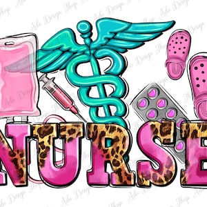 Nurse png sublimation design download, western Nurse png, Nurse life png, Nursing png, leopard Nurse png, sublimate designs download