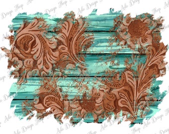 Turquoise Wood Leather Distressed Background Png, Western Background Png, Turquoise Background Png, Png Sublimation Design,Instant Download