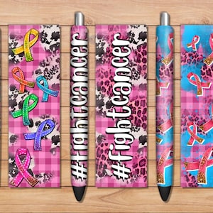 Ribbons And Fight Cancer Pen Wraps Sublimation Design, Cancer Pen Wrap Clipart, Cancer Awareness Png, Fight Cancer Png, Digital Download
