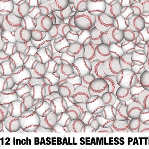May include: A seamless pattern featuring a close-up of a pile of white baseballs with red stitching. The baseballs are arranged in a random pattern, creating a dynamic and sporty design.