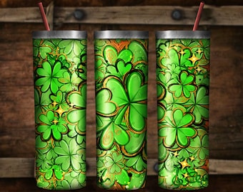 Shamrock bomb tumbler png sublimation design, 20oz skinny tumbler png, St. Patrick's png, shamrock tumbler png, sublimate designs download