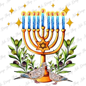 Hanukkah Candlestick Png Sublimation Design, Happy Hanukkah Png, Hanukkah Png, Peace Dove and Olive Branch Png, Jewish Png, Instant Download