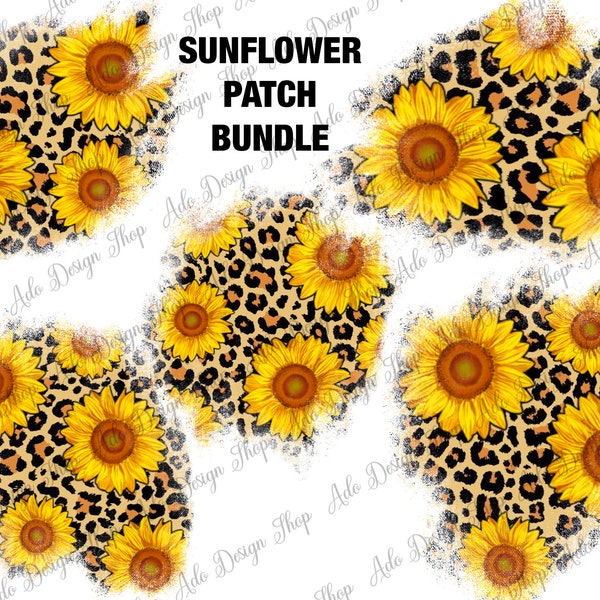 Leopard Sunflower Western Patch Bundle Png Design, Sunflower Patch Png, Leopard Patch Bundle, Western Patch Bundle Png, Instant Download