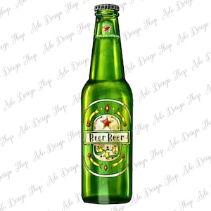 Green Beer Bottle Png Sublimation Design, Green Beer Png, Alcohol Png, Alcohol Clipart, Beer Sublimation Design, Instant Download