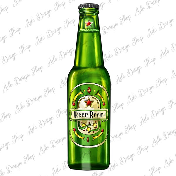 Green Beer Bottle Png Sublimation Design, Green Beer Png, Alcohol Png, Alcohol Clipart, Beer Sublimation Design, Instant Download