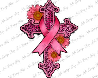 Breast Cancer Awareness Cross Png Sublimation Design, Breast Cancer Awareness Png, Cancer Cross Png, Breast Cancer Png, Instant Download