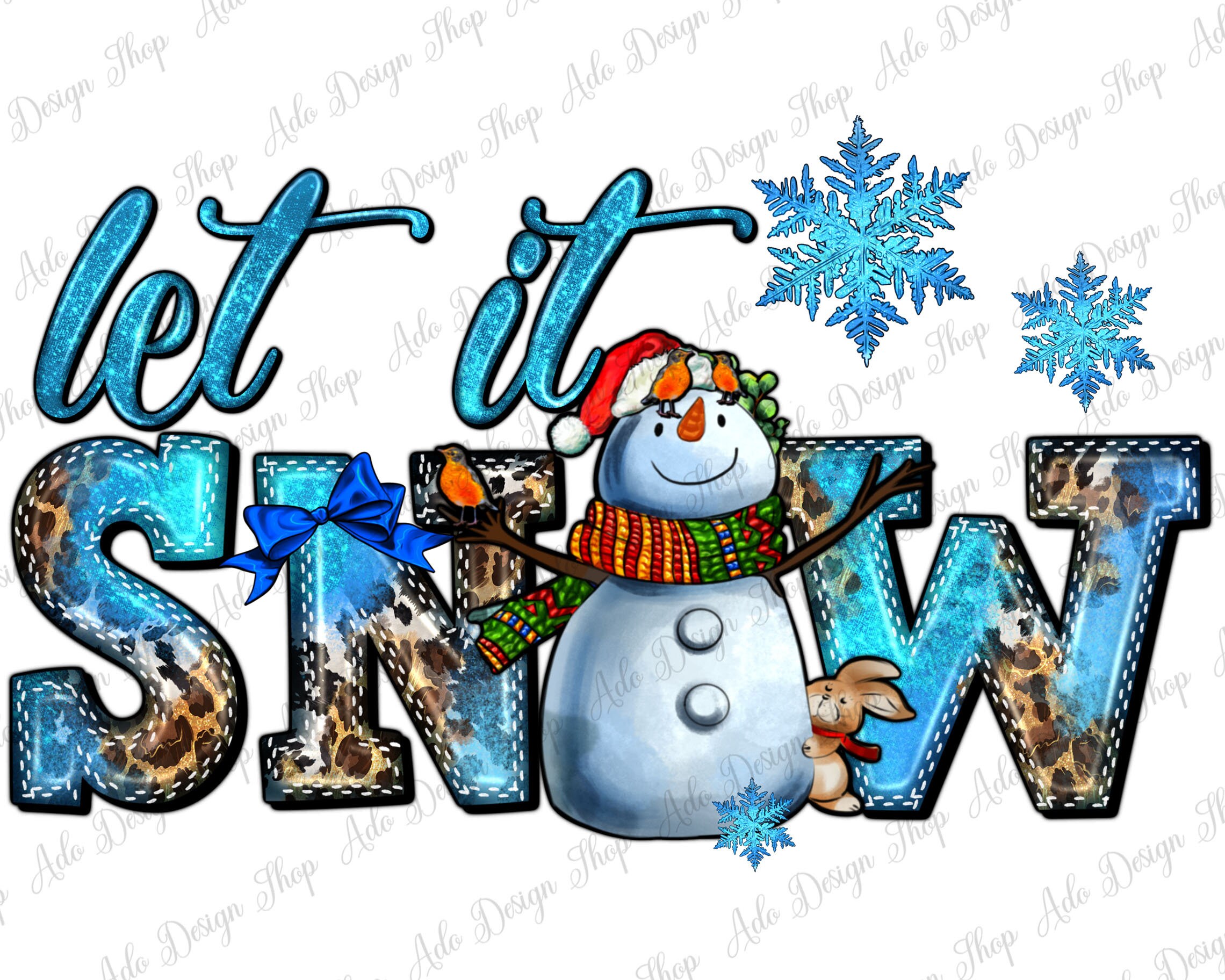 Let It Snow Snowman 30 oz Tumbler Sublimation Design