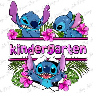 Flower Stitch Kindergarten png sublimation design download, before school png, Kindergarten png, cute stitch png, sublimate download