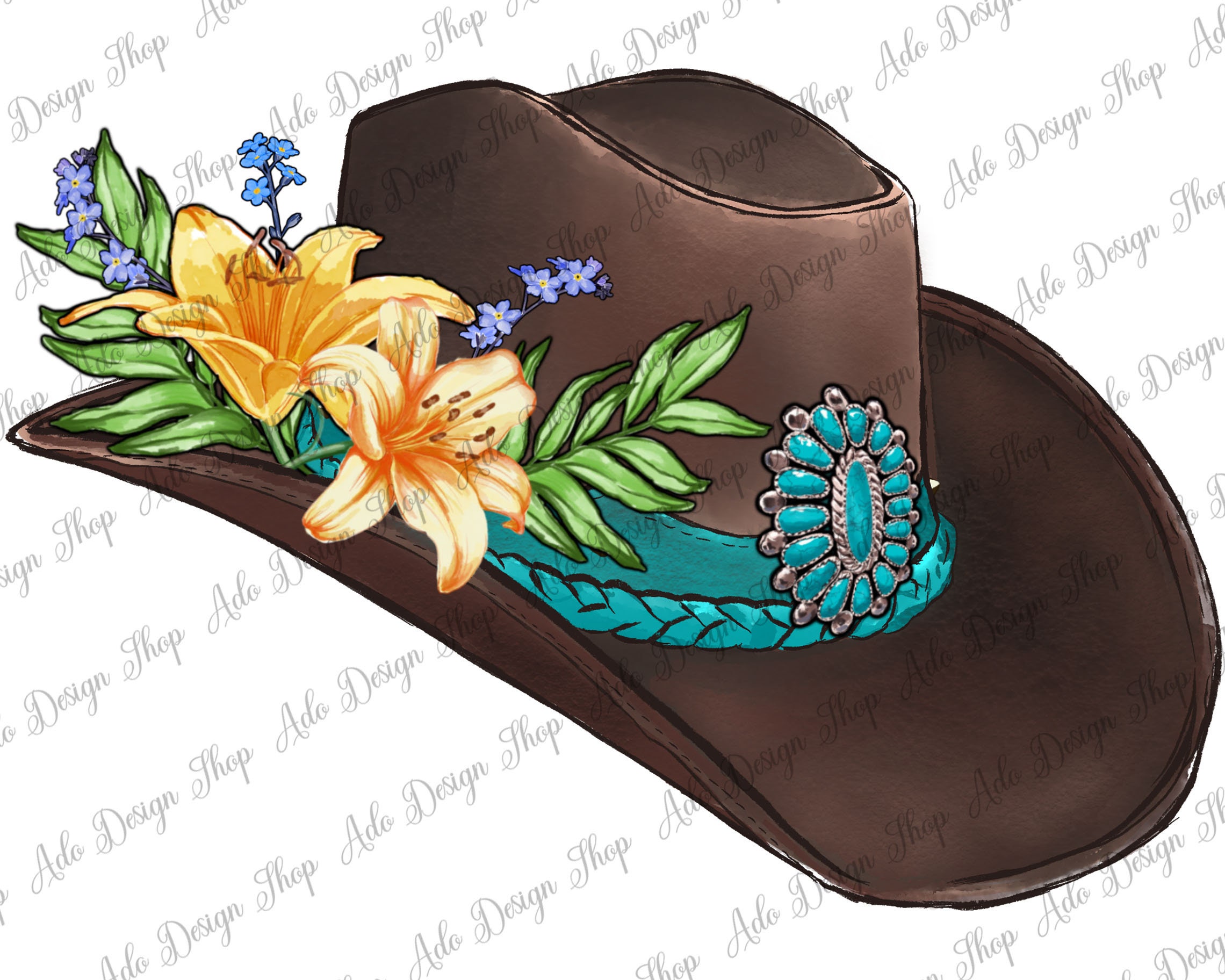 Floral Cowboy Hat Png Sublimation Design Floral Cowboy Hat - Etsy