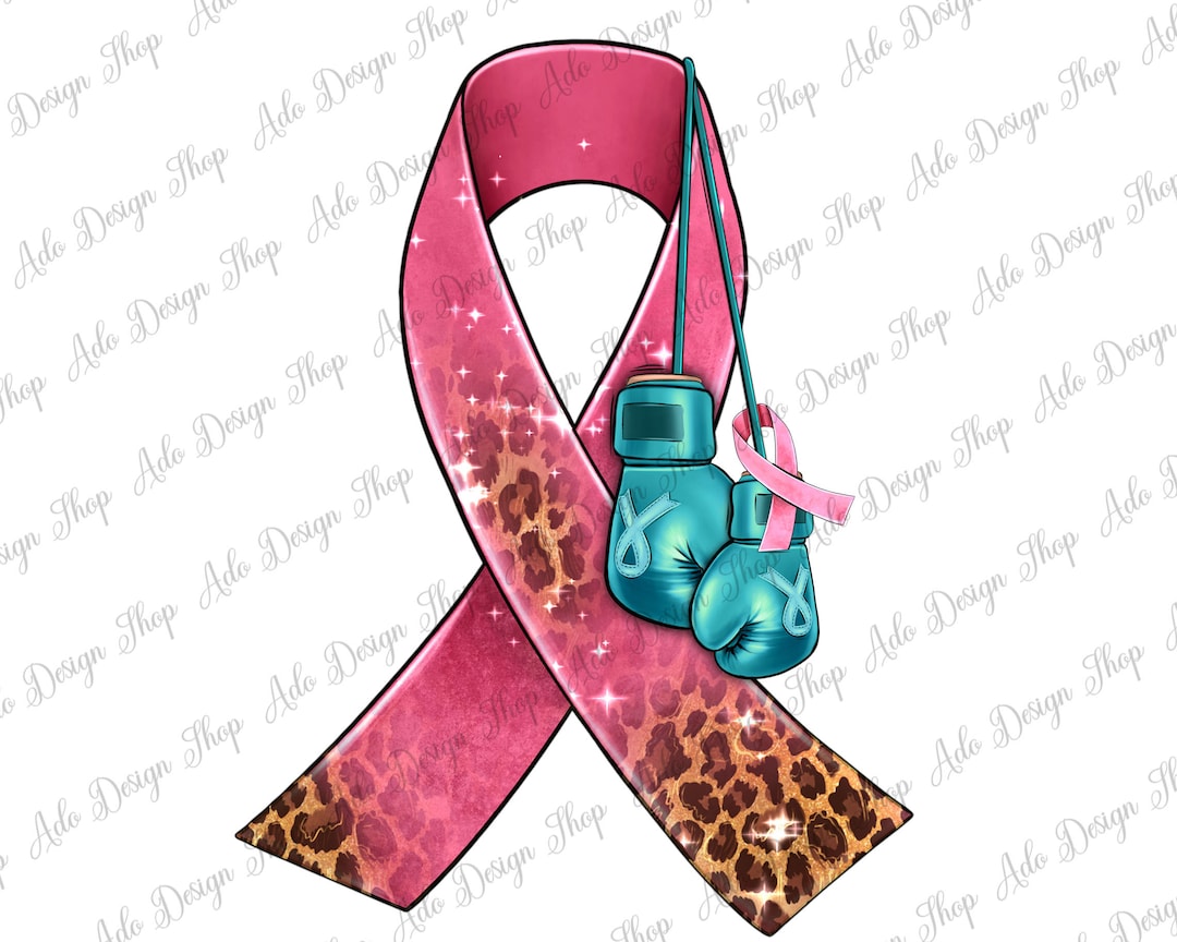 Cancer Ribbon and Boxing Gloves Png Sublimation Design, Breast Cancer ...