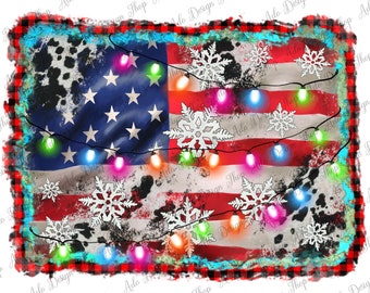 Christmas USA Flag Png Sublimation Design, Christmas Png, American Flag Png, Usa Flag Png, Digital Download