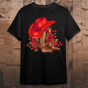 Red Cowgirl Hat and Roses Png Sublimation Design Download, Western ...