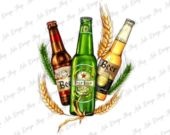 Beer Bottle Party Set Png Sublimation Design, Beer Party Png, Alcohol Beverage Png, Alcohol Clipart,Beer Sublimation Design,Instant Download
