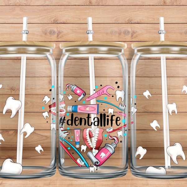 Dental Life Dentist Elements Libbey Glass Png Sublimation Design, 16oz Libbey Cup Png, Libbey Cup Png, Love Tooth And Tooth Fairy Png Descargar