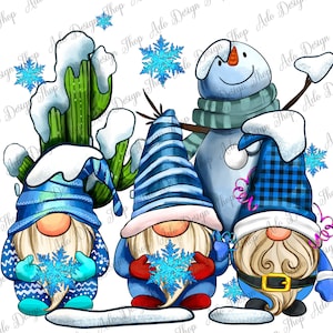 Winter Gnomes With Snowman And Cactus Png Sublimation Design, Winter Gnomes Clipart, Cozy Season Png, Gnome Png,Winter Png, Digital Download