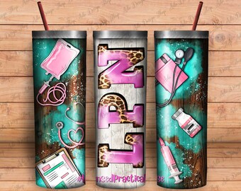 LPN  Licenced Practical Nurse And Element 20oz Skinny Tumbler Sublimation Design, LPN Nurse Tumbler Png, Nurse Life Png, Digital Download