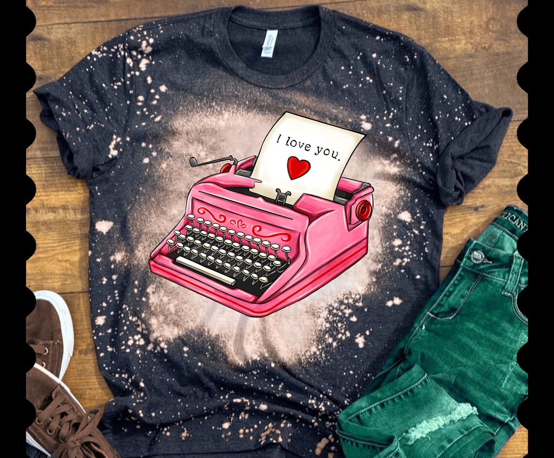 Pink Typewriter Png Sublimation Design Valentine's Day - Etsy