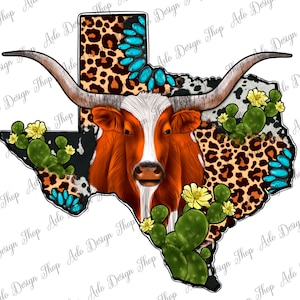 Longhorn Texas Landkarte Png Sublimation Design,Sunflower Texas Png, Texas Map Png,Leopard Texas Map Png,Kaktus Png,Sunflower Png,Sofortiger Download