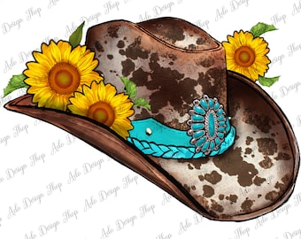 Cowhide Cowboy Hat Png Sublimation Design, Gemstone Cowboy Hat Png, Cowhide Cowboy Hat Png, Sunflower Cowboy Hat Png, Cowboy Png