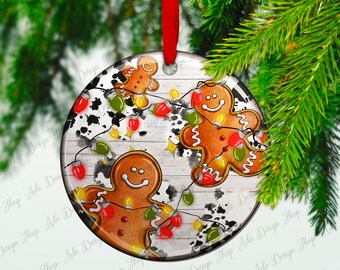 Christmas Cookie And Light Ornament Png Sublimation Design, Christmas Png, Christmas Lights Png, Gingerbread Man Png, Digital Download