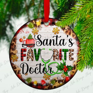 Christmas light Santa&#39;s favorite Doctor ornament png sublimation design download, Christmas Doctor png, sublimate designs download