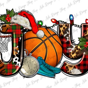 Joy With Basketball And Santa&#39;s Hat Png Sublimation Design, Merry Christmas Clipart,Christmas Basketball Png,Basketball Png,Digital Download