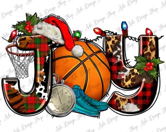 Joy With Basketball And Santa's Hat Png Sublimation Design, Merry Christmas Clipart,Christmas Basketball Png,Basketball Png,Digital Download
