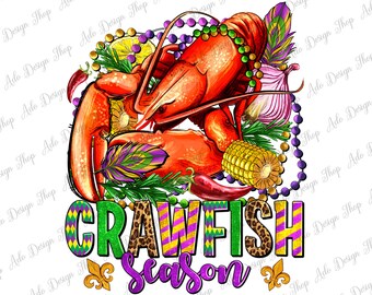 Mardi Gras crawfish season png sublimation design download, Happy Mardi Gras png, Mardi Gras crawfish png, sublimate designs download