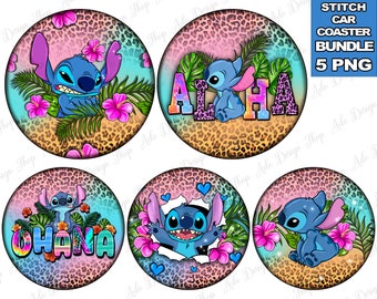 Stitch car coaster png paquete de diseño de sublimación, Stitch png, Stitch car coaster png, western car coaster png, sublimar diseños descargar