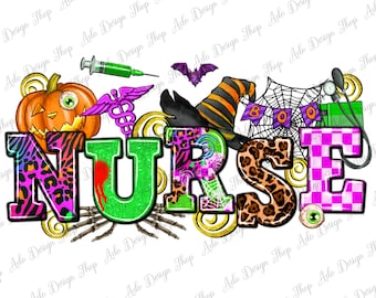 Halloween Nurse png sublimacja projekt do pobrania, Happy Halloween png, upiorne wibracje png, zachodnia pielęgniarka png, sublimacja wzorów do pobrania