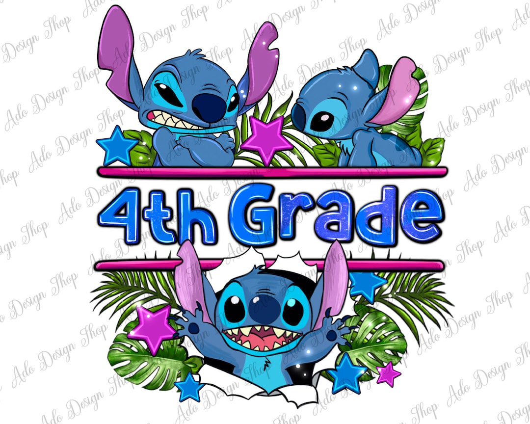 Stitch Math 4th Stitch 4th Grade Png Sublimation Design Download, Back to School Png ...